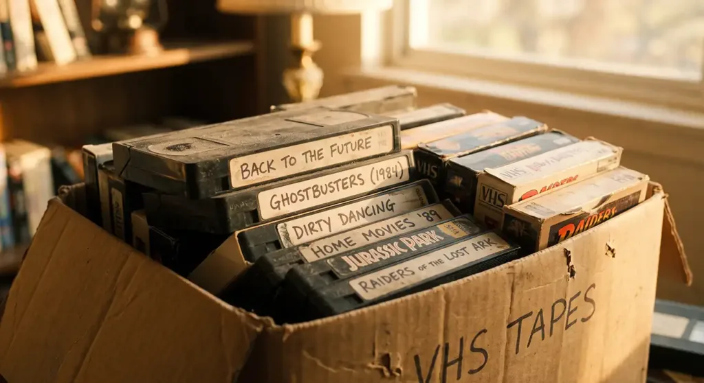 Scatola di cassette VHS da restaurare e digitalizzare